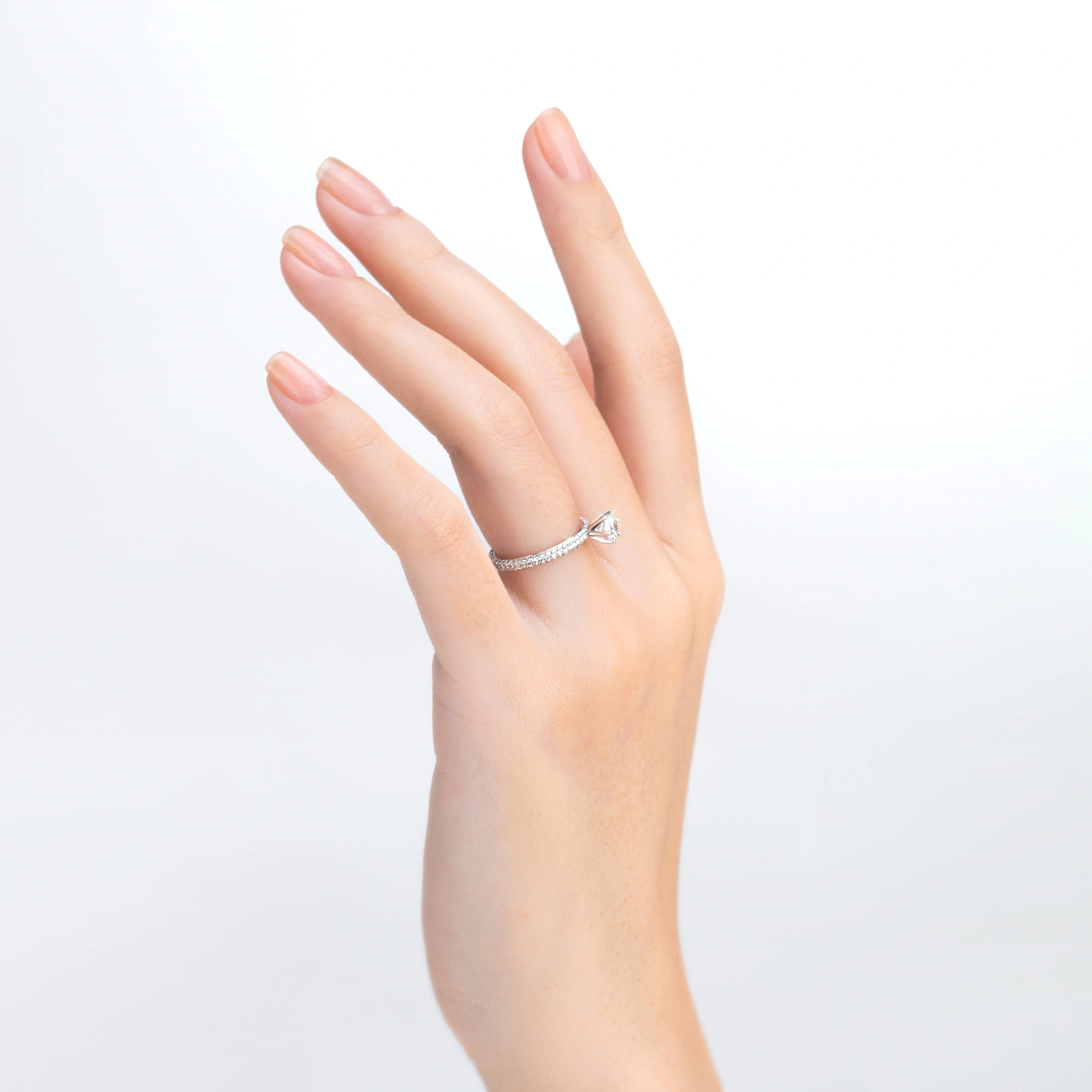 Solitaire Pave Engagement Ring with Three Eternity Band NCH1206 6